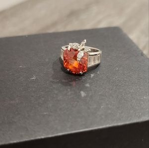Vintage Designer Luxury Cocktail Statement Large Gem with Butterfly Ring